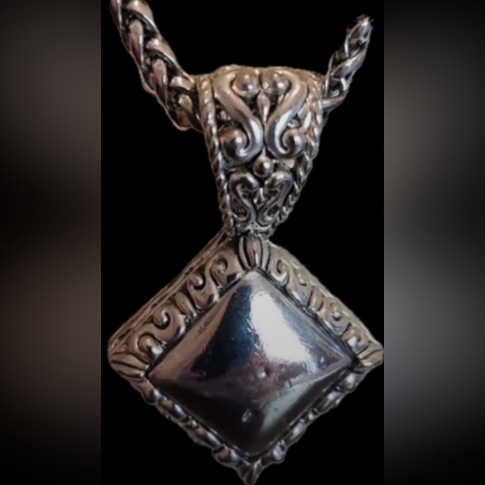 Silver Necklace - Boho / Southwestern - 15” with 3” extension and 1.5” charm